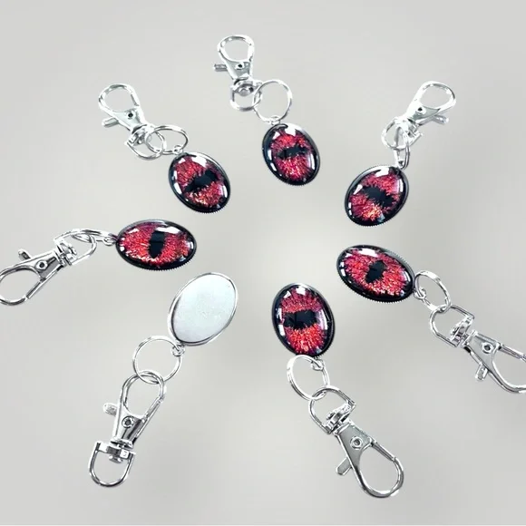 𝑯𝒂𝒏𝒅𝒎𝒂𝒅𝒆 Orange/Red Dragon Eye Keychain w/Gift Bag - Picture 5 of 9